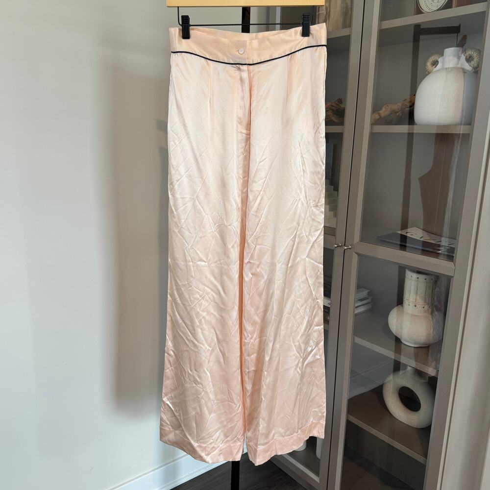 Agent Provocateur Classic Pyjama Bottom NEW Pink Silk Trim High Rise Trouser M - Picture 2 of 7